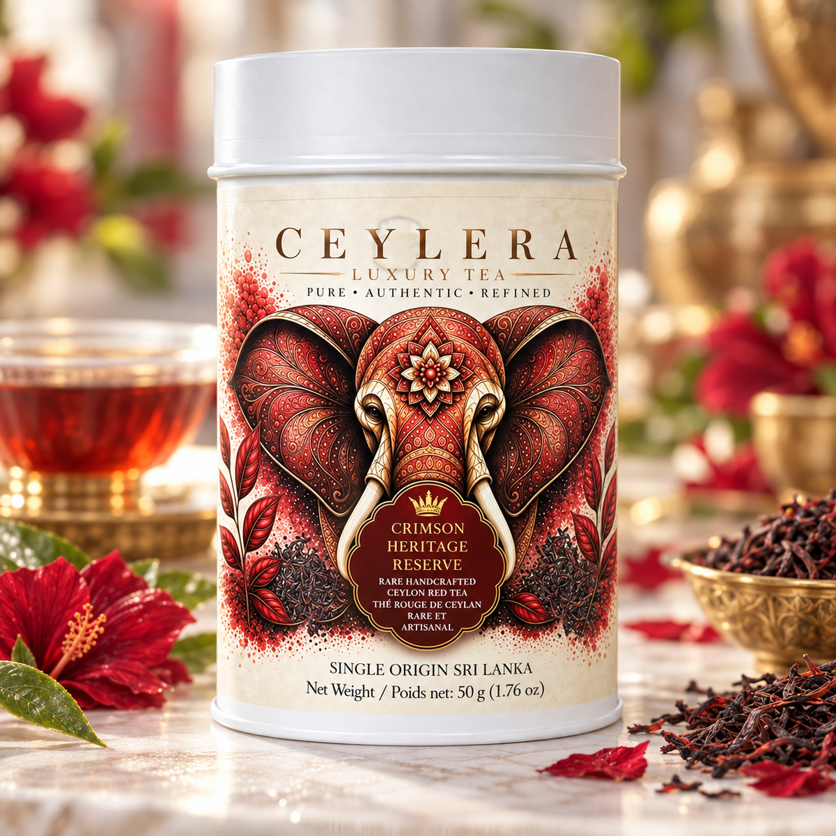Ceylera Crimson Heritage Reserve 50 g rare tea tin